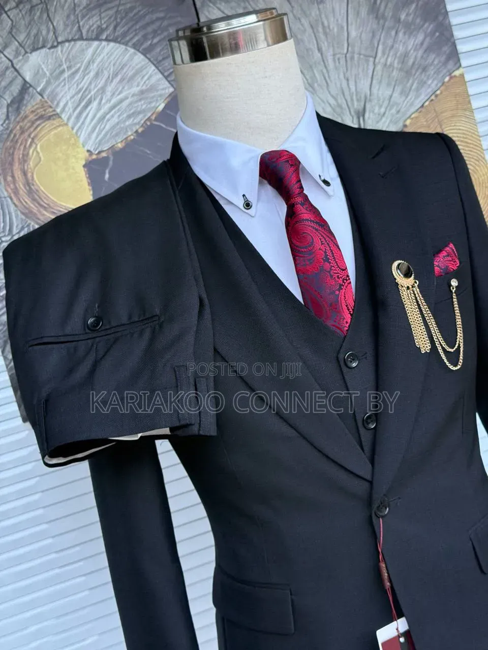 Premium Jet Black 3-Piece Luxury Suit