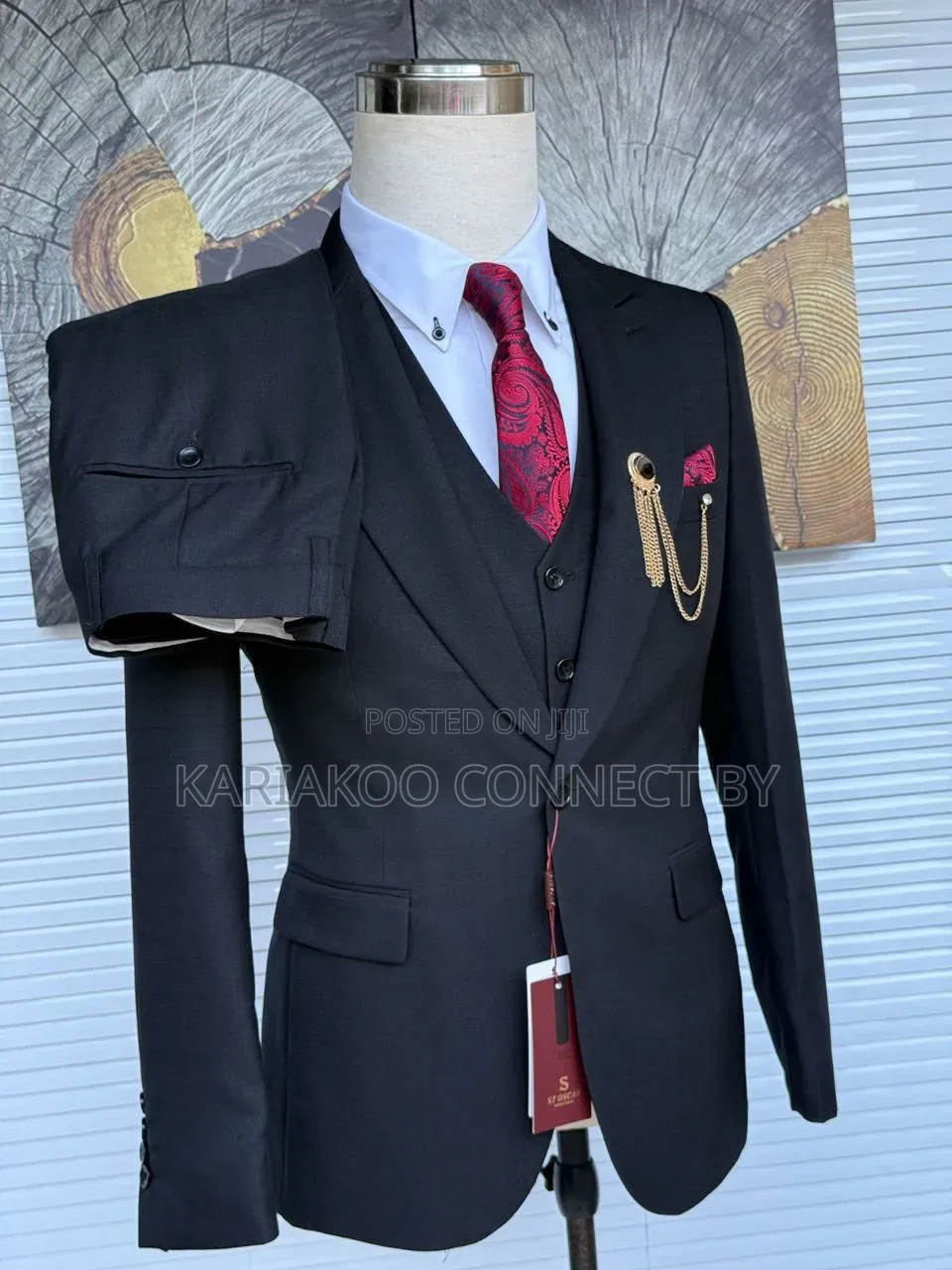 Premium Jet Black 3-Piece Luxury Suit