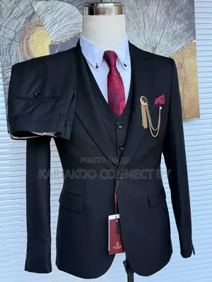 Premium Jet Black 3-Piece Luxury Suit
