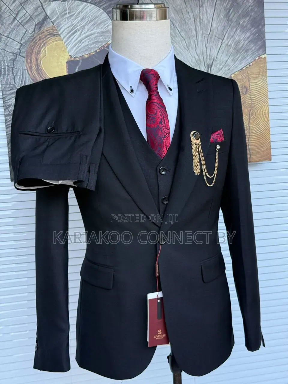 Premium Jet Black 3-Piece Luxury Suit