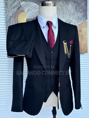 Premium Jet Black 3-Piece Luxury Suit