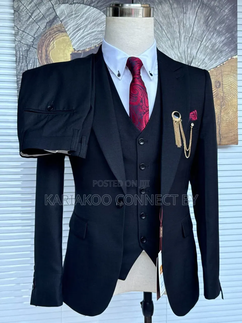 Premium Jet Black 3-Piece Luxury Suit
