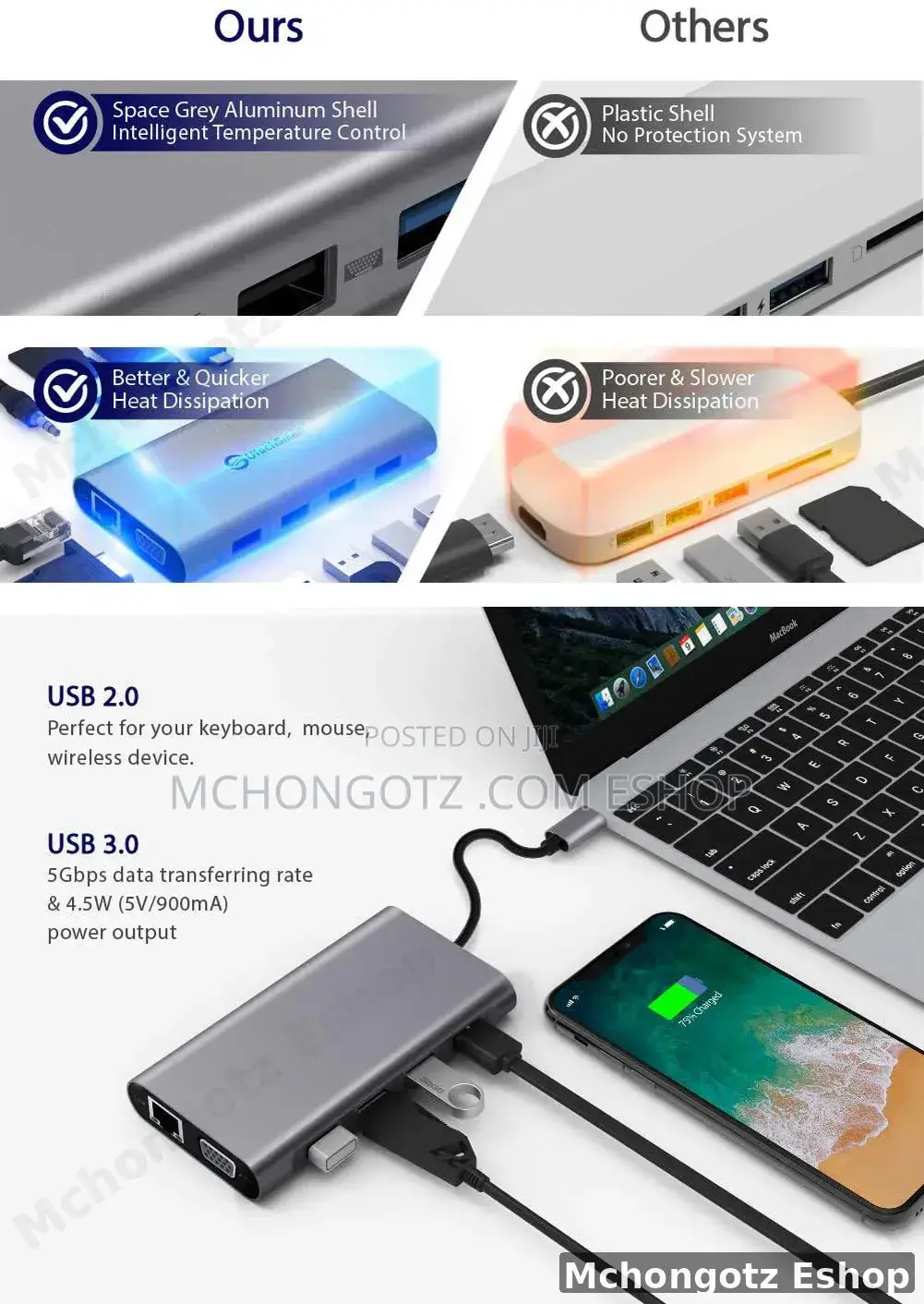 Type C 11 in 1 Hub Adapter (Hdmi, Vga, Lan, Usb 3.0, Sd Card, Audio)