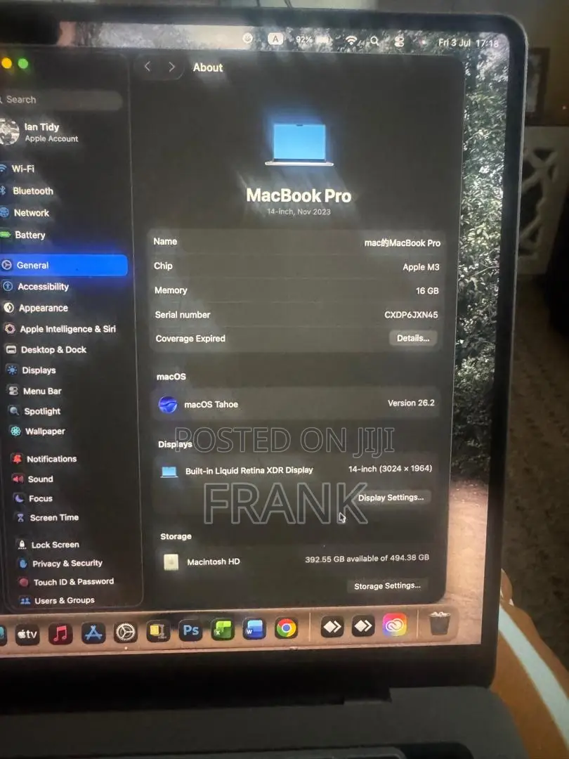 Laptop Apple MacBook Pro 2023 M3 Pro 16GB Apple M3 SSHD (Hybrid) 500GB