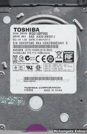 Toshiba 500gb 2.5" Internal Hard Disk Drive