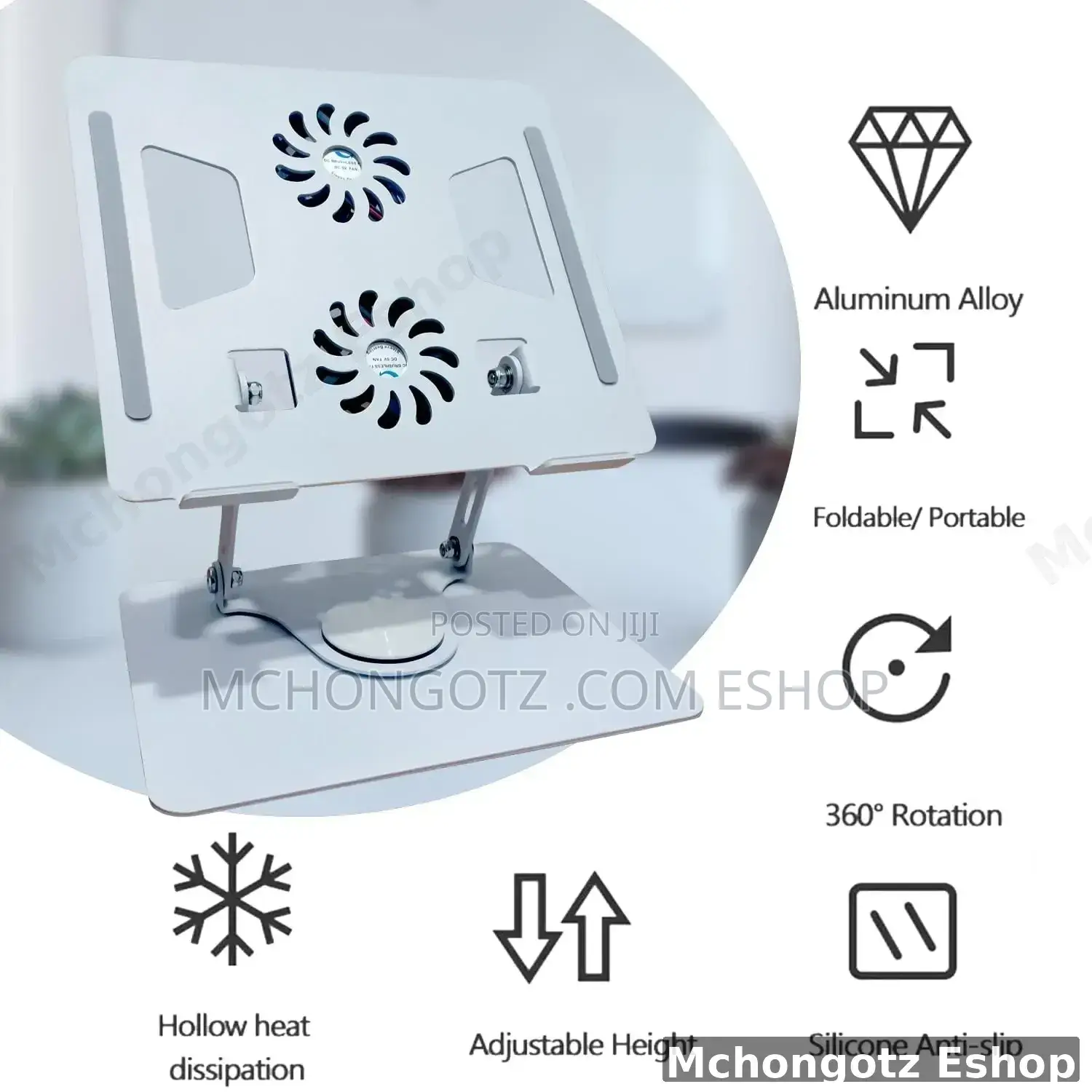 Aluminum Laptop Stand Yl 906 With 360 Rotation Cooling Fan