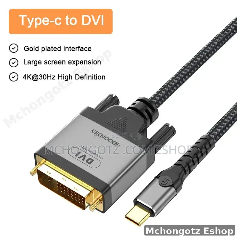 Usb C to Dvi 24+1 Cable 2m 30hz Male to Male Converter