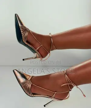 Ankle Straps Heels. Rose Gold 45,000 TSH