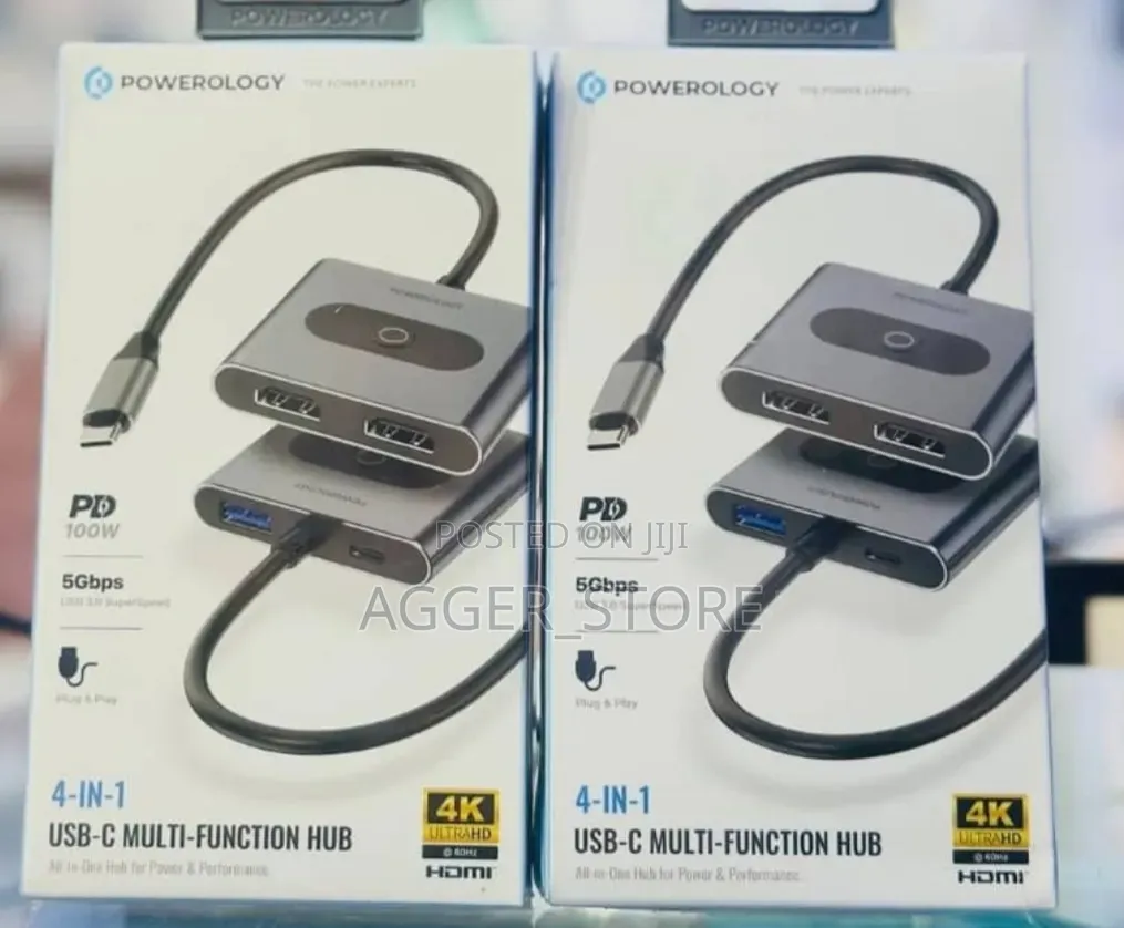 Powerology 4-in-1 Usb-C Multi-Function Hub