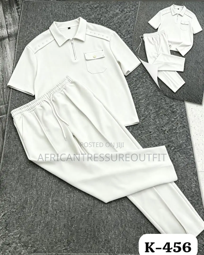 Cinvoph Two-Piece Set Features a Short Sleeve Shirt With a Zip Placket