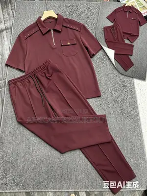 Cinvoph Two-Piece Set Features a Short Sleeve Shirt With a Zip Placket