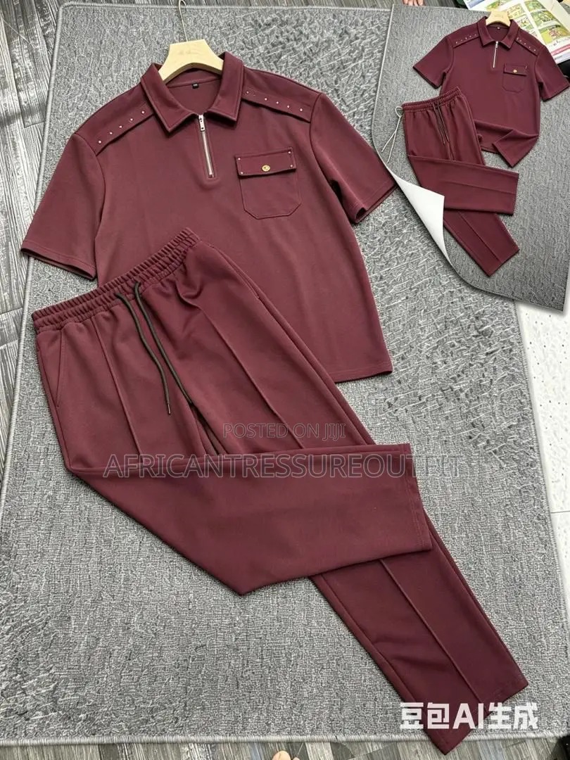 Cinvoph Two-Piece Set Features a Short Sleeve Shirt With a Zip Placket