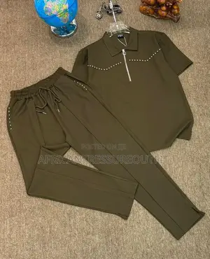 Cinvoph Two-Piece Set Features a Short Sleeve Shirt With a Zip Placket