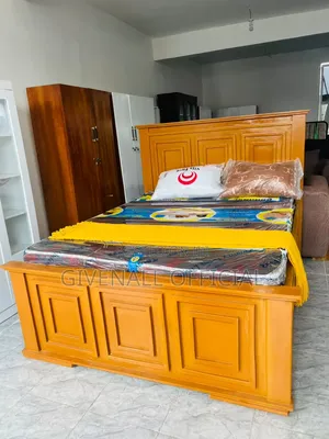 Ofa Ofa = Kitanda Cha Mbao Ngumu Size 5x6 Imara Sana Hakipauki Rangi