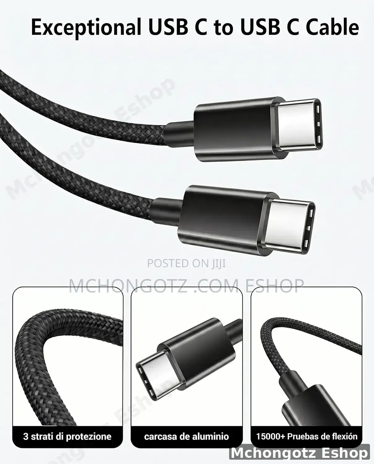 Usb C | Type C To Type C Cable 2m 240w Black Braided Fast Charging