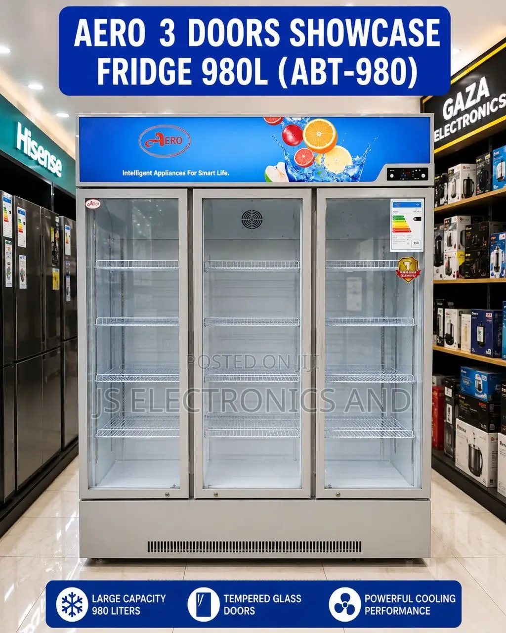 Aero Showcase Fridge 980 Liter Three Glass Door