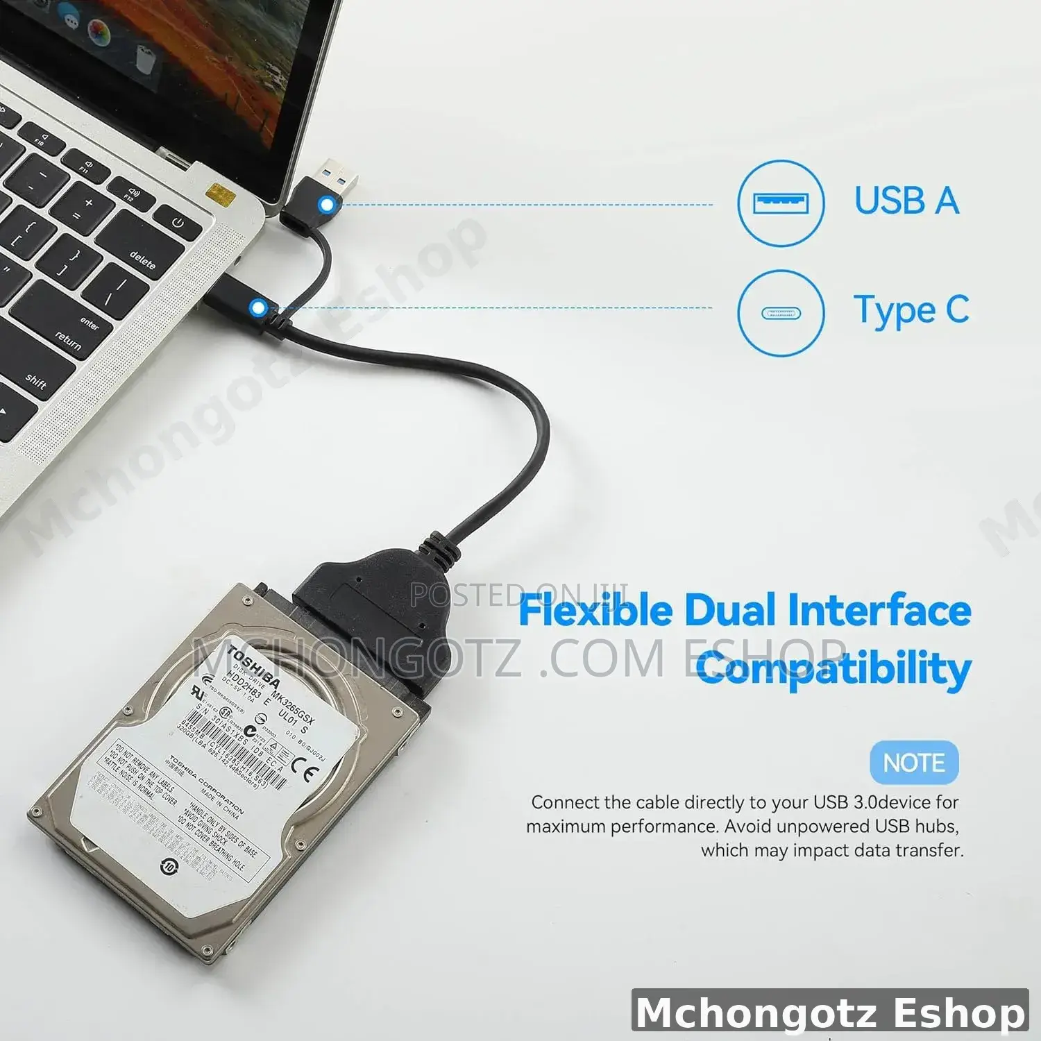 Sata Cable 2 in 1 Usb-a to Sata Adapter Cable 2.5" HDD / SSD Converter