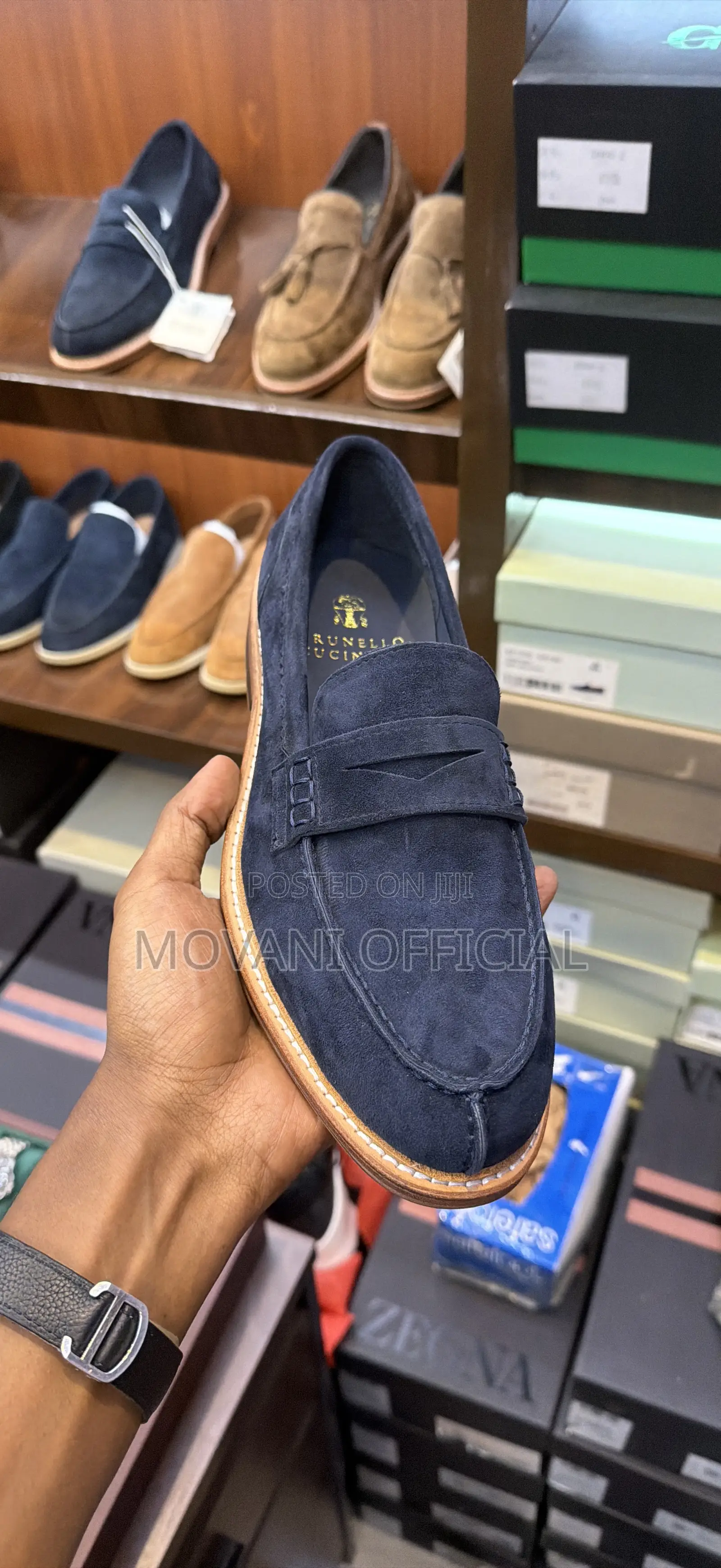 Navy Blue Brunello Cucinelli Classic Suede Loafer