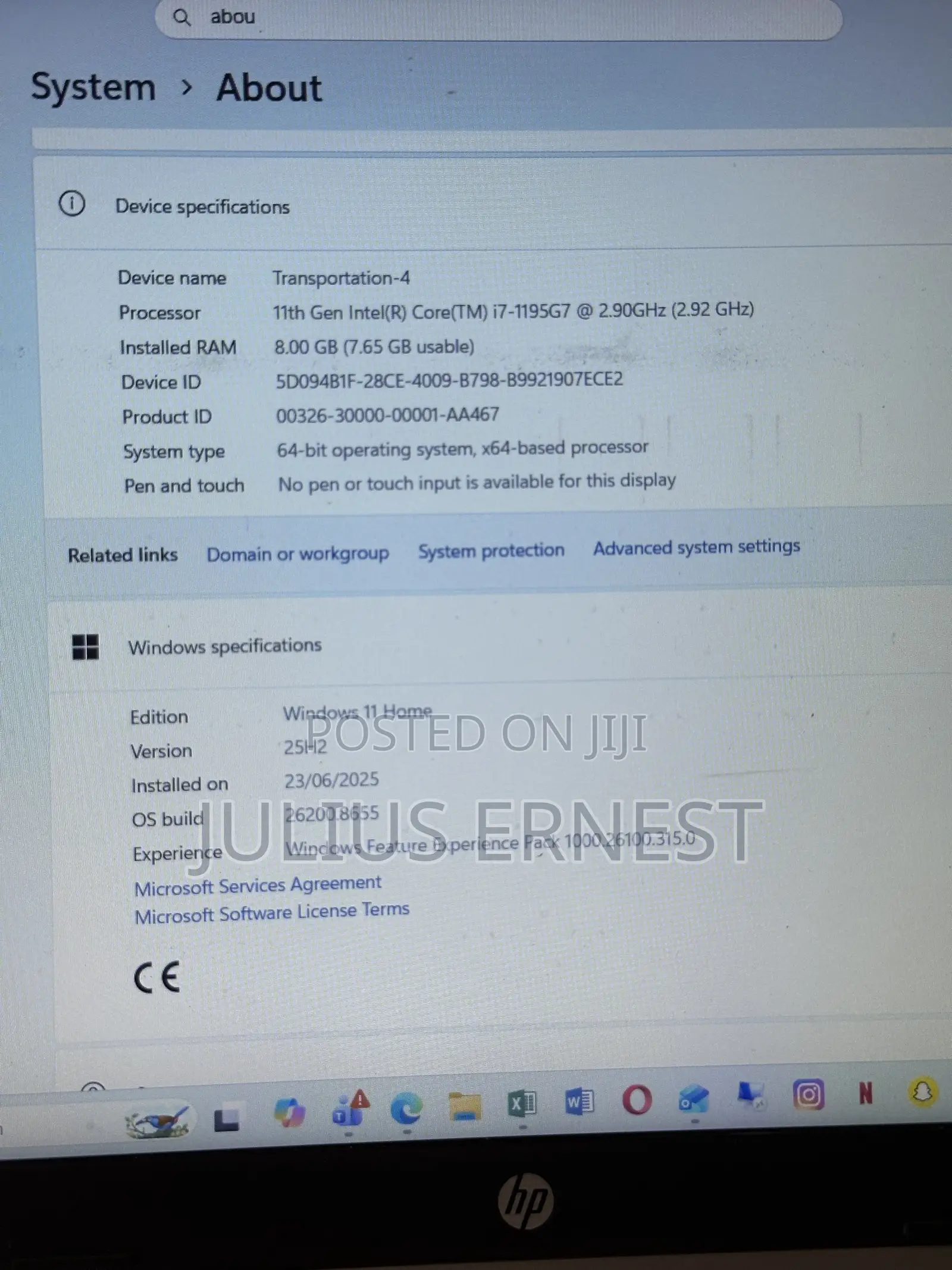 Laptop HP 15S 8GB Intel Core i7 HDD 512GB