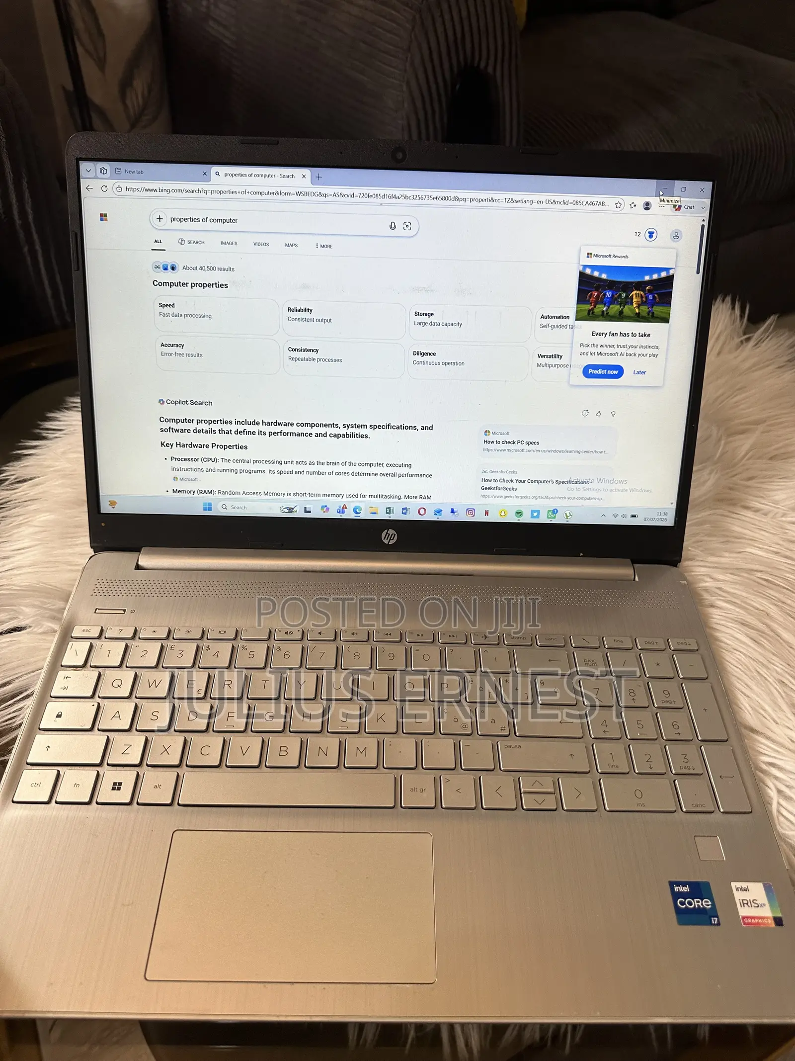 Laptop HP 15S 8GB Intel Core i7 HDD 512GB