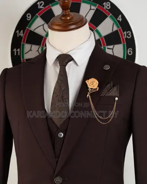 Premium Dark Brown Three Piece Men’S Suit