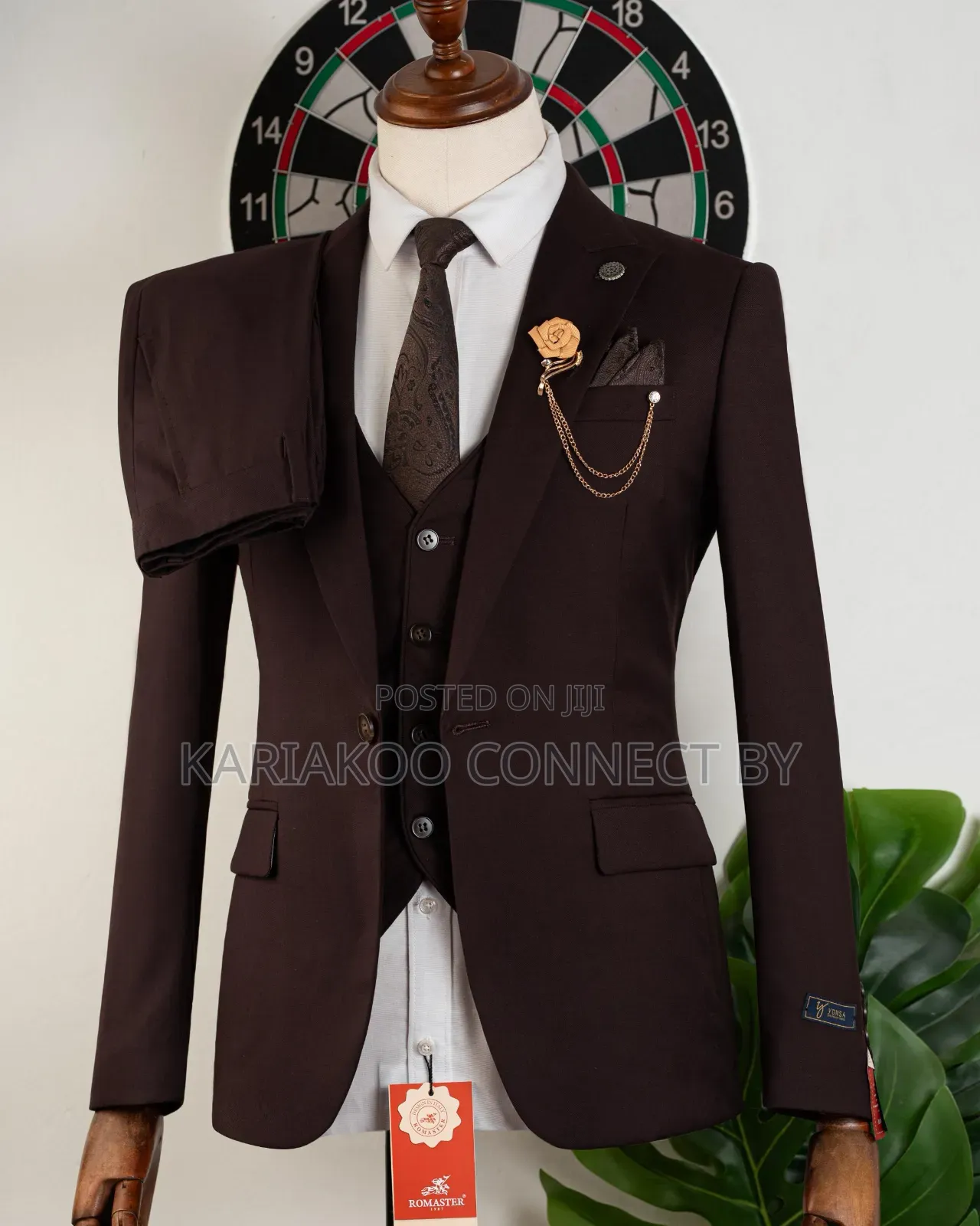 Premium Dark Brown Three Piece Men’S Suit