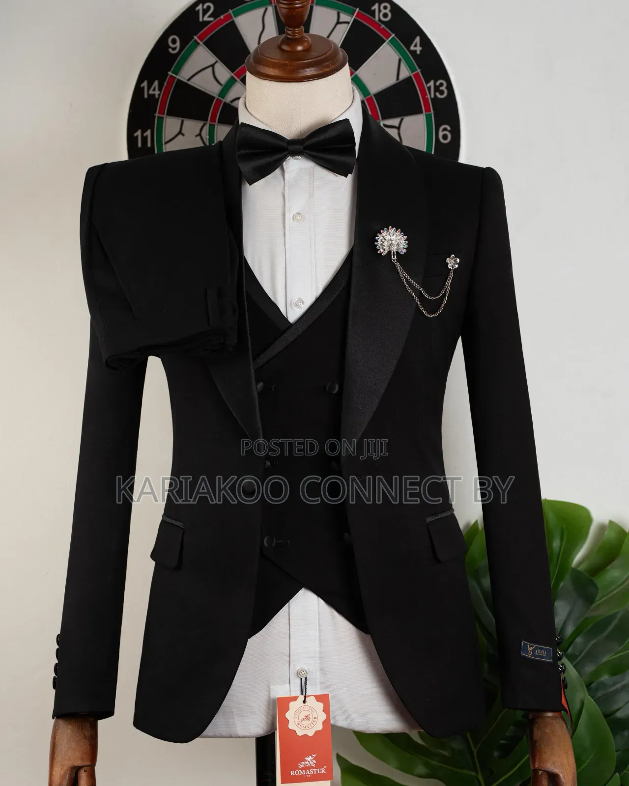 Luxury Men’S Black Dinner Suit With Bow Tie