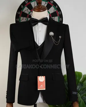 Luxury Men’S Black Dinner Suit With Bow Tie