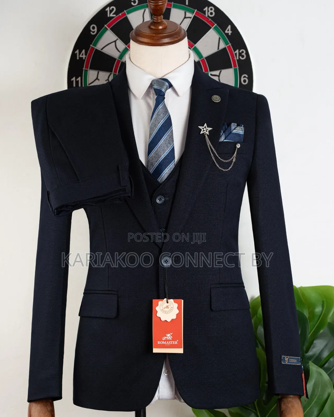 Premium Navy Blue 3-Piece Suit