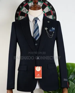Premium Navy Blue 3-Piece Suit