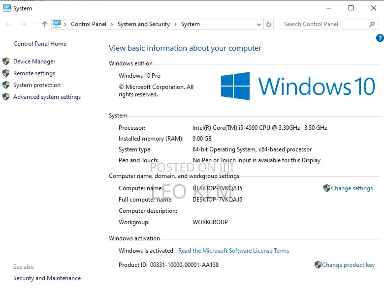 Desktop Computer Dell OptiPlex 9020 8GB Intel Core i5 HDD 512GB
