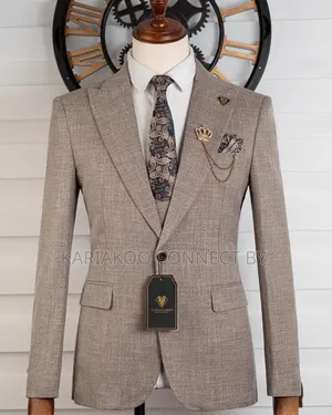 Premium Carlos Cardini Full Grey 3-Piece Men's Suit