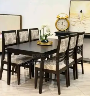 Dinning Table Full Set Viti 6 Material Mbao Ngumu Mninga Supa