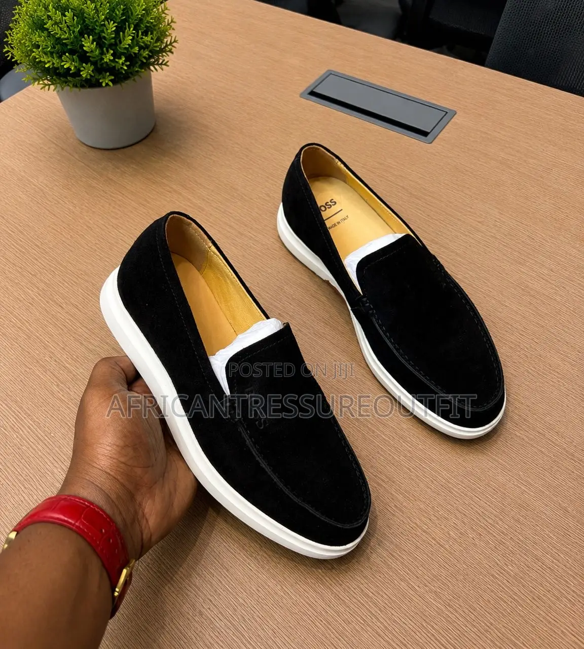 Hugo Boss Loafer Upper Leather Suede Disceet Embossed Logo on Side