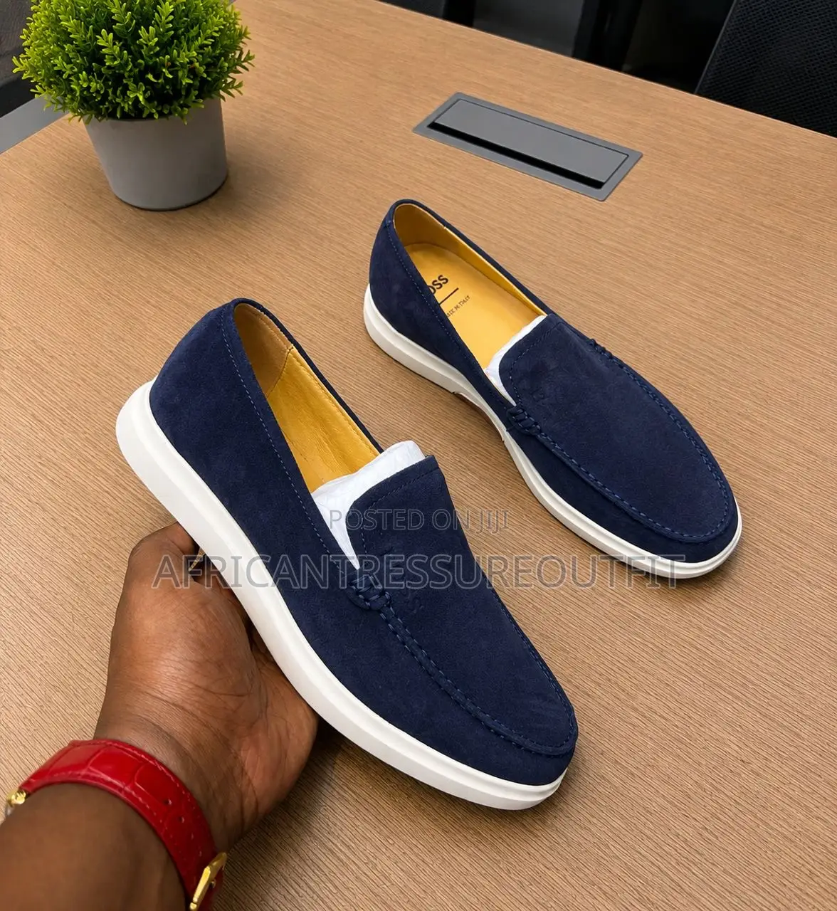 Hugo Boss Loafer Upper Leather Suede Disceet Embossed Logo on Side