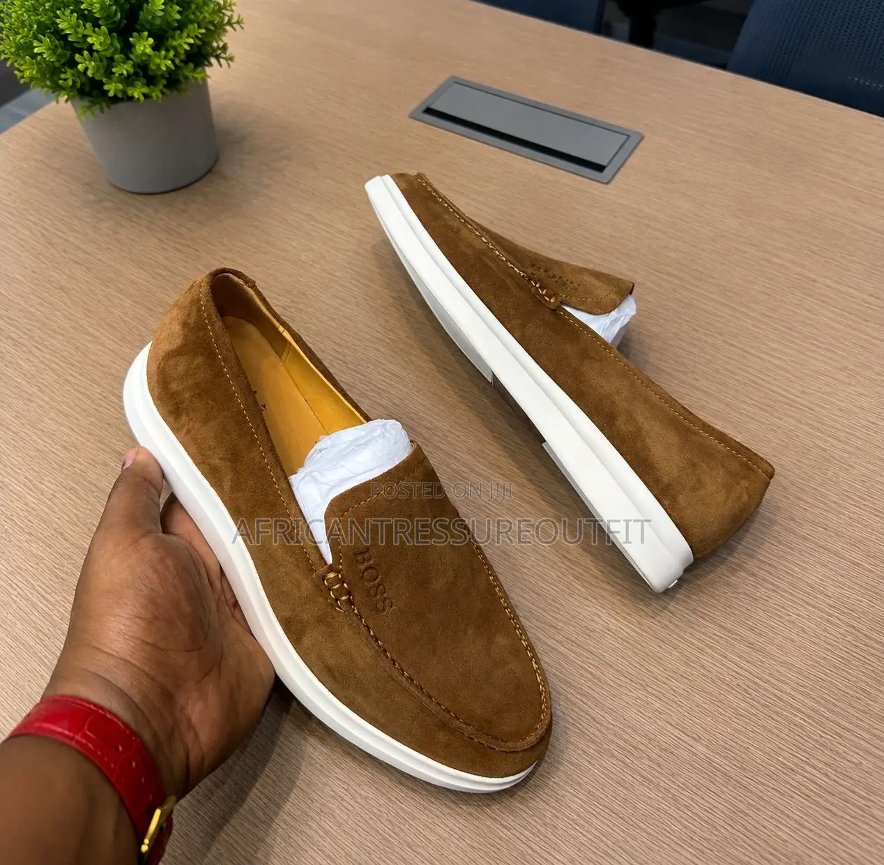 Hugo Boss Loafer Upper Leather Suede Disceet Embossed Logo on Side