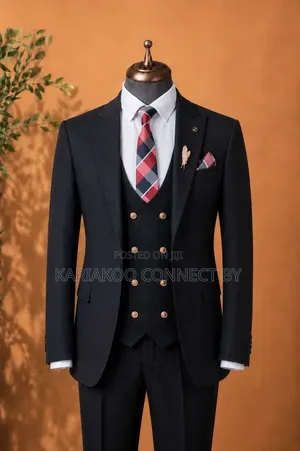 Executive Black 3-Piece Slim-Fit Suit for Gentlemen