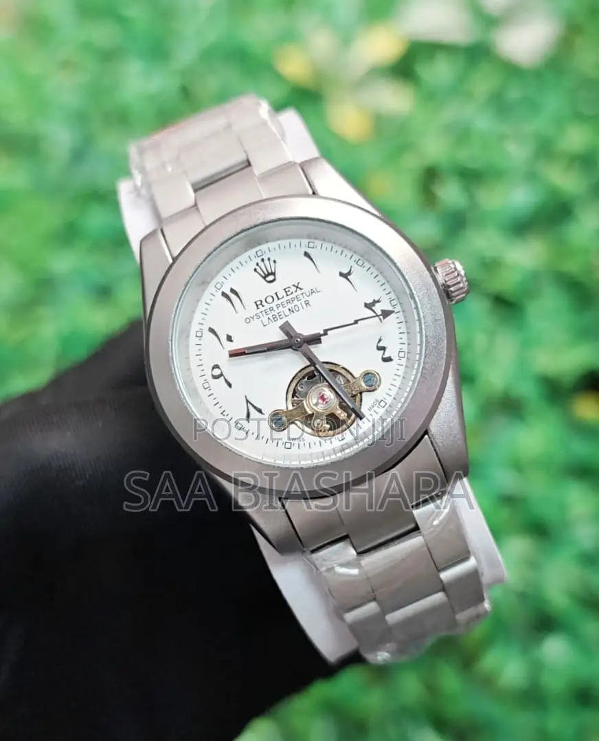 Rolex Labernoir Arabic Numbers Automatic Watch Silver and White