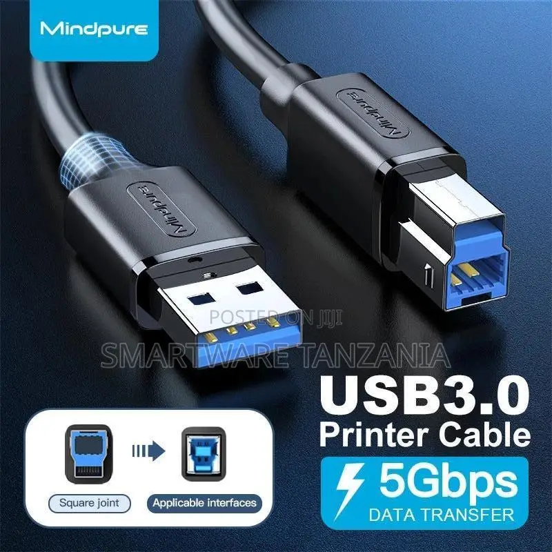 High-speed Usb 3.0 Printer Cable For Fast Data Transfer - 5gbps