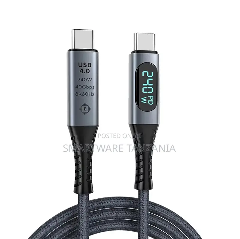 High-speed Usb 4.0 Cable With 240w Power Delivery And Led Display