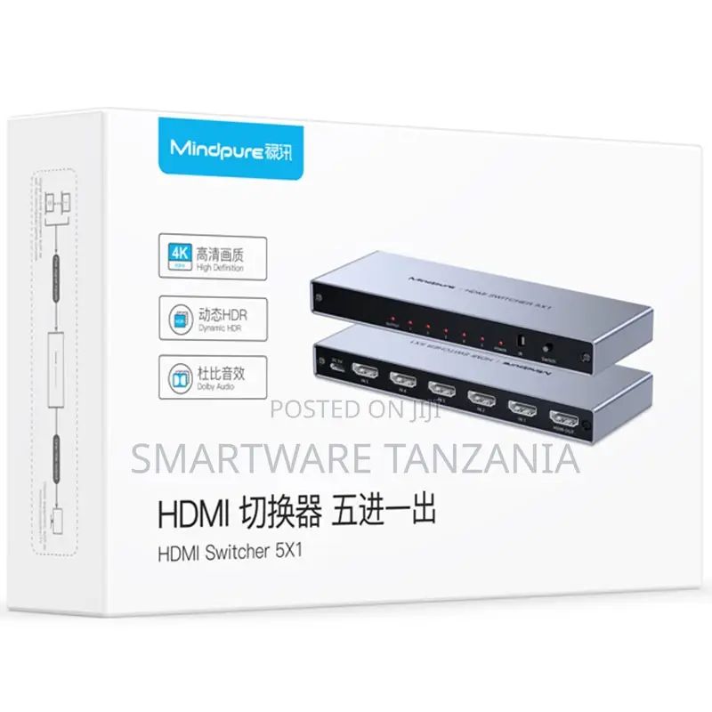 Mindpure 5x1 Hdmi Switcher for Seamless Streaming and Gaming