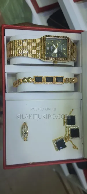 Rolex Geneve-Watch Bracelet Necklace Ring Ear Ring 5 in 1