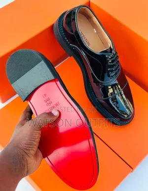 Men's Leather Shoes 1 Shiny Black Colour J