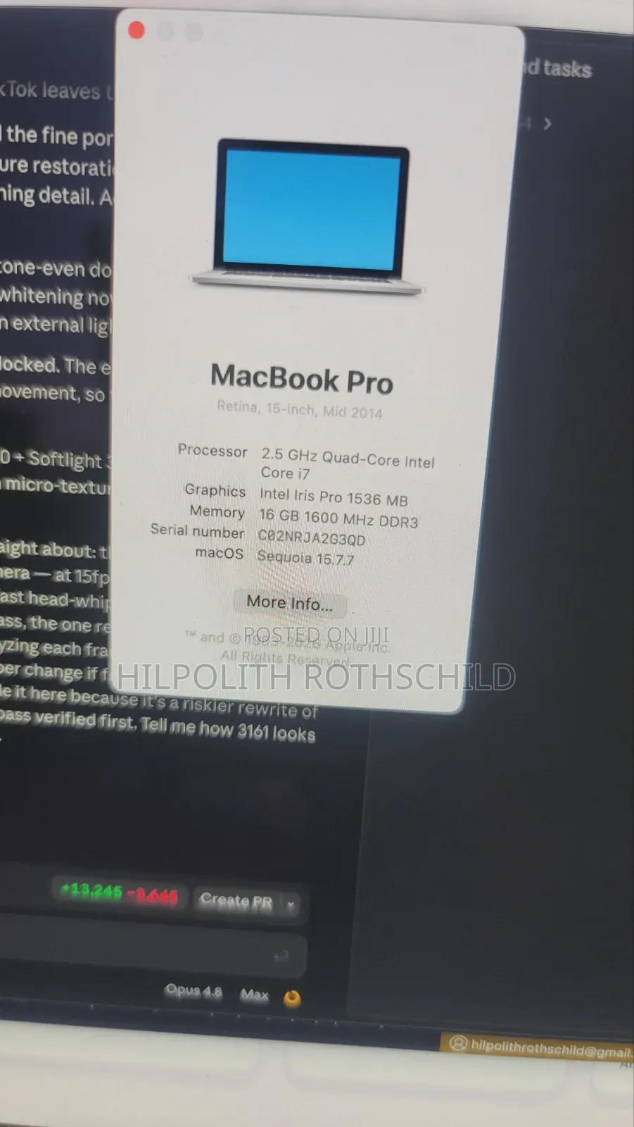 Laptop Apple MacBook Pro 2014 16GB Intel Core i7 SSD 256GB