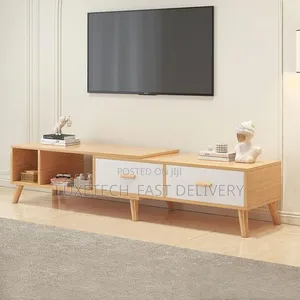Modern Extendable TV Stand With Storage Drawers – Wooden TV Cabinet