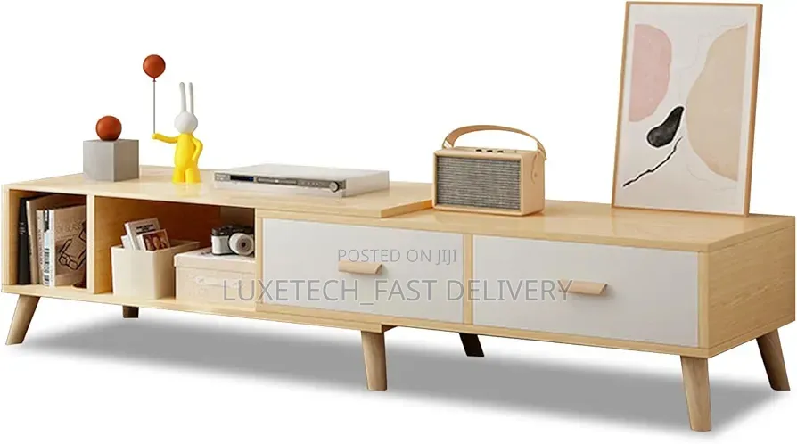 Modern Extendable TV Stand With Storage Drawers – Wooden TV Cabinet