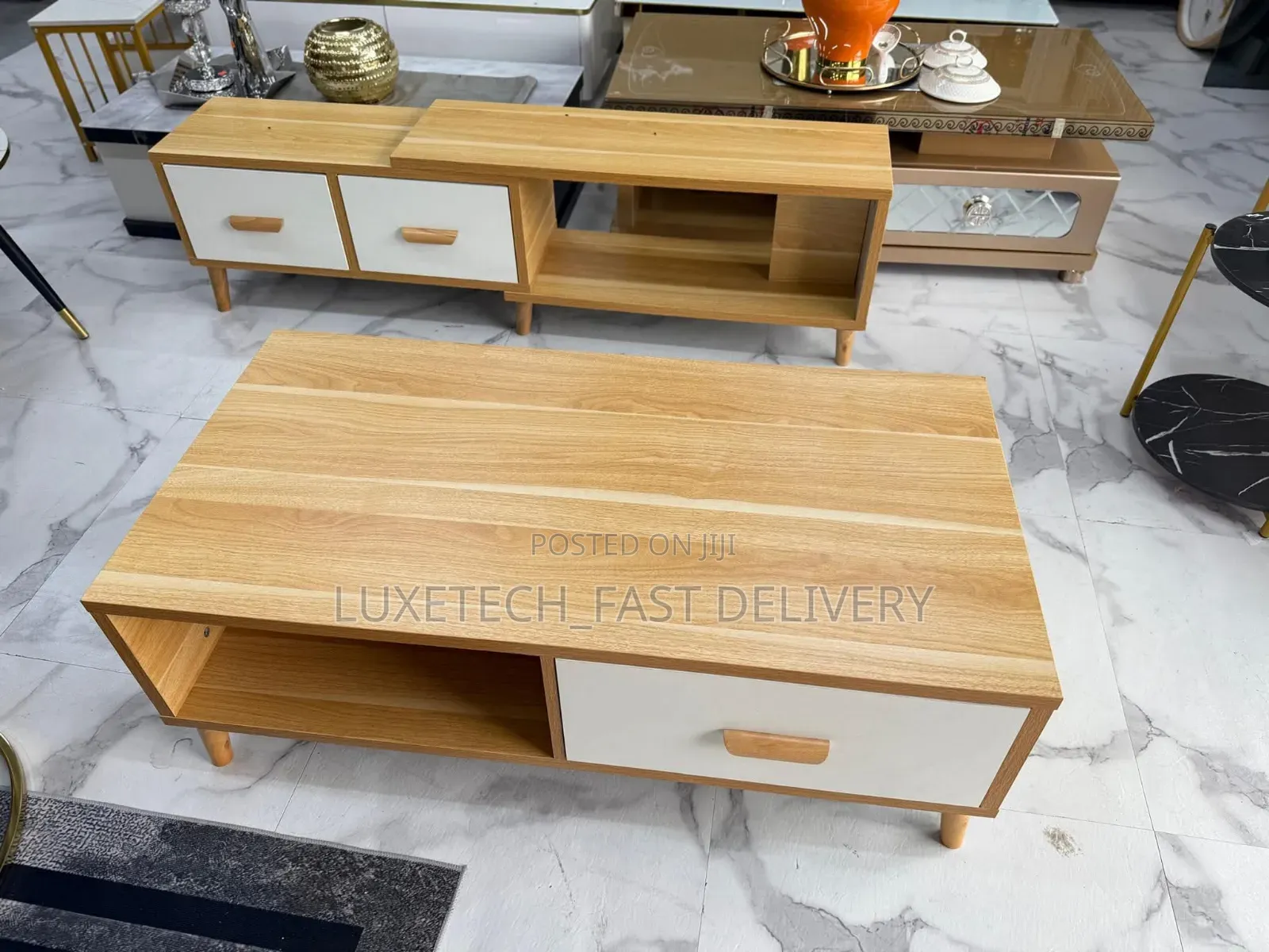 Modern Wooden Coffee Table With Storage Drawer – Nordic Center Table