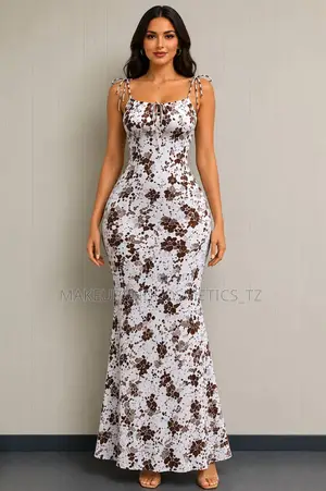 Floral Print Bodycon Fishtail Maxi Dress