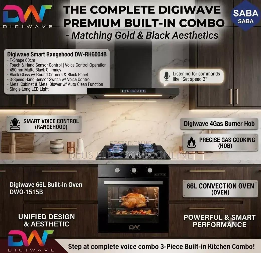 *Digiwave Kitchen Combo Set** *T Shape Range Hood Cooker 60cm