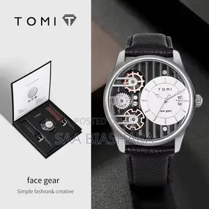 Tomi Brand Classic Watch Black Leather Belt